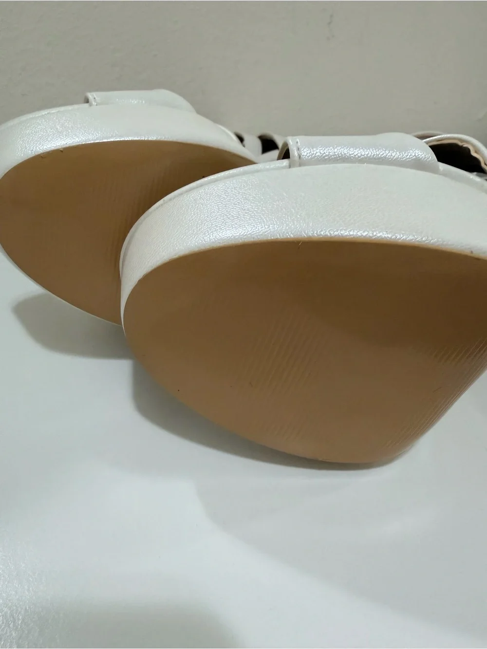 Women's Ivory Platform Ankle-Strap Heels